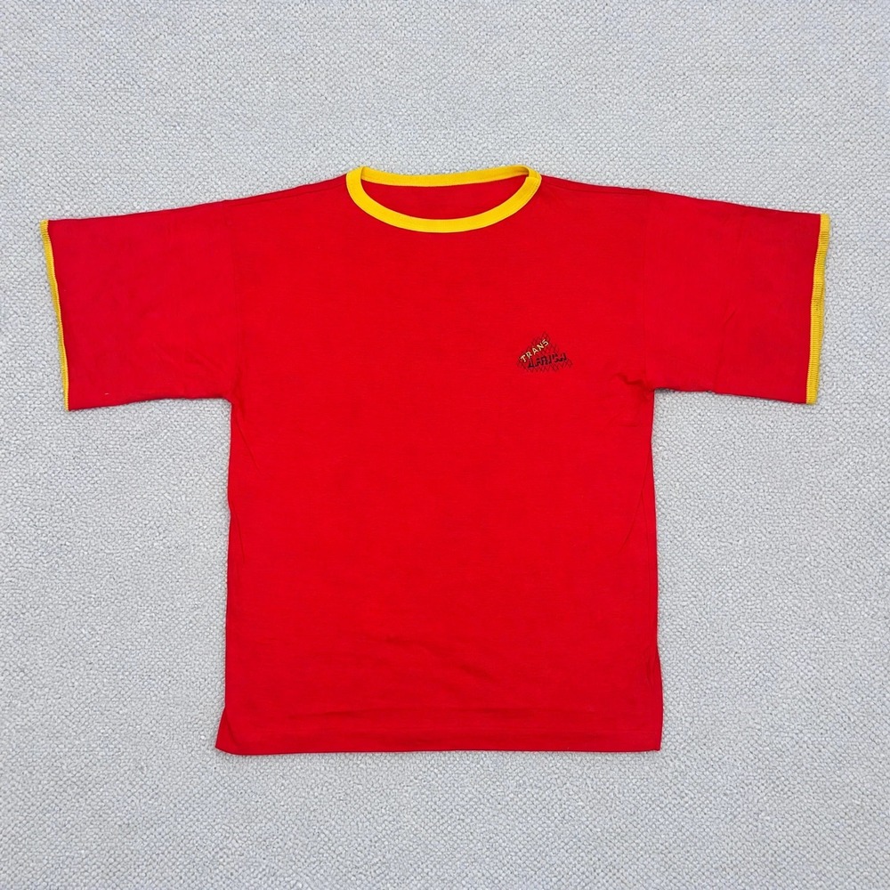 Vintage 80s Frederico Zangari Trans Africa Ringer Tee Velcro Sleeves L
